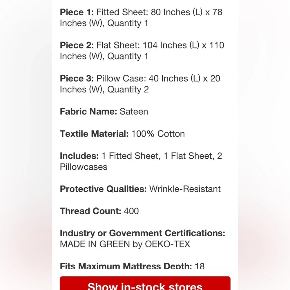 THRESHOLD NEW 400tc performance sheet set -moss green -king - Picture 7 of 7